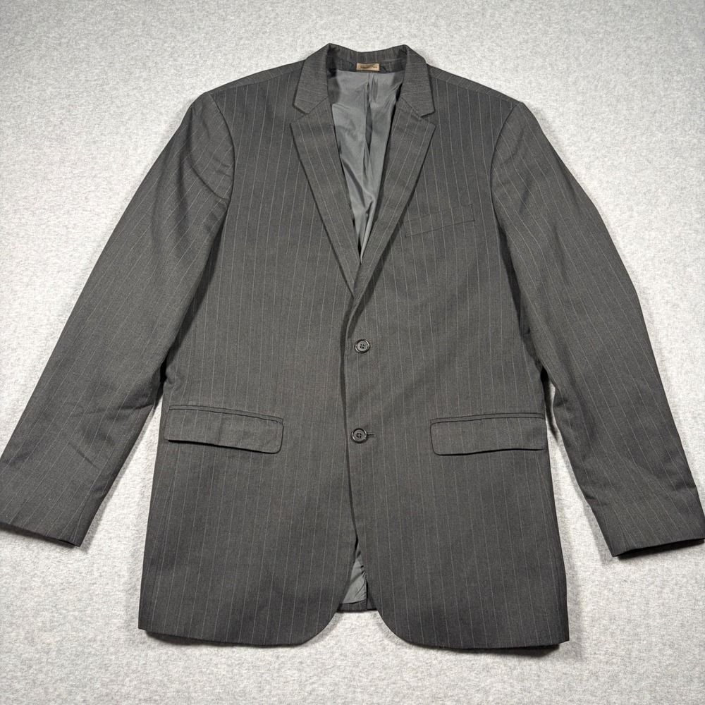 Banana Republic Blazer Mens 44L Gray Pinstripe Two Button Sport Coat Suit Jacket